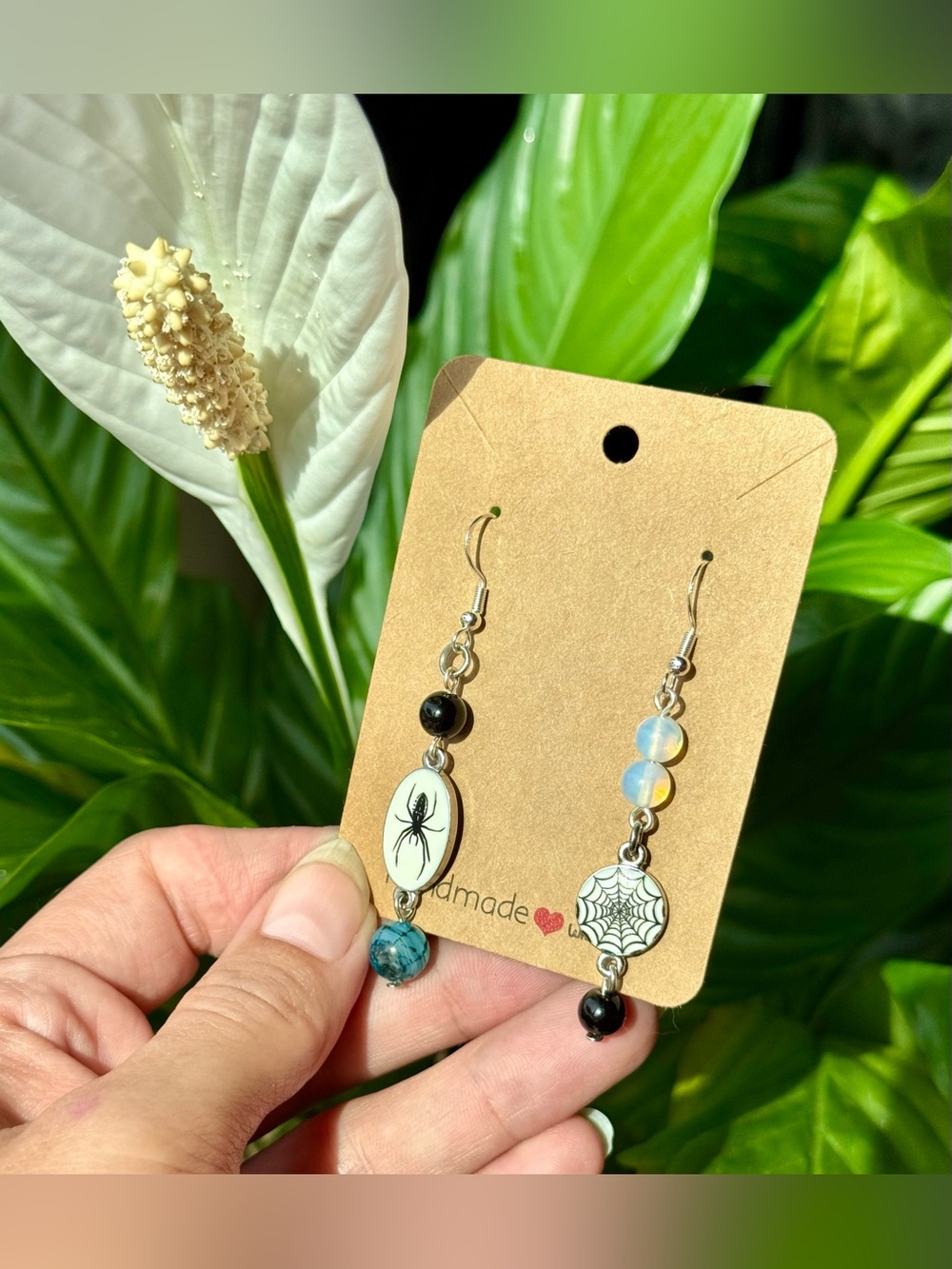NEW Handmade Halloween Mismatched Spider & Web Dangle Earrings - Spooky Season